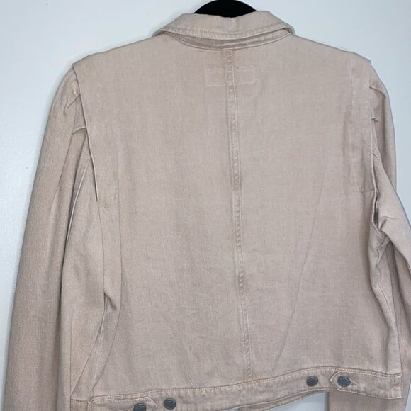BlankNYC Beige Denim Jacket with Buttons and slim fit. - Picture 2 of 8